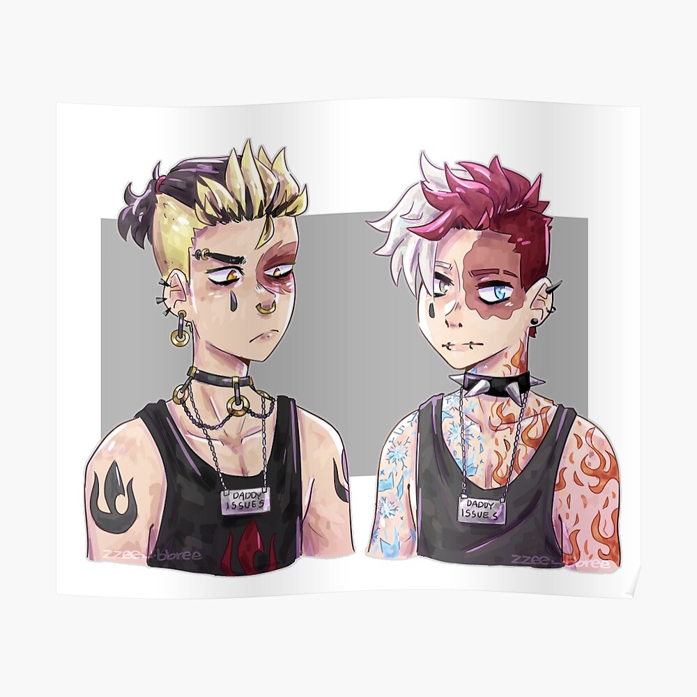 Punk Inspired Zuko And Todoroki Sticker By Zeebree Redbubble