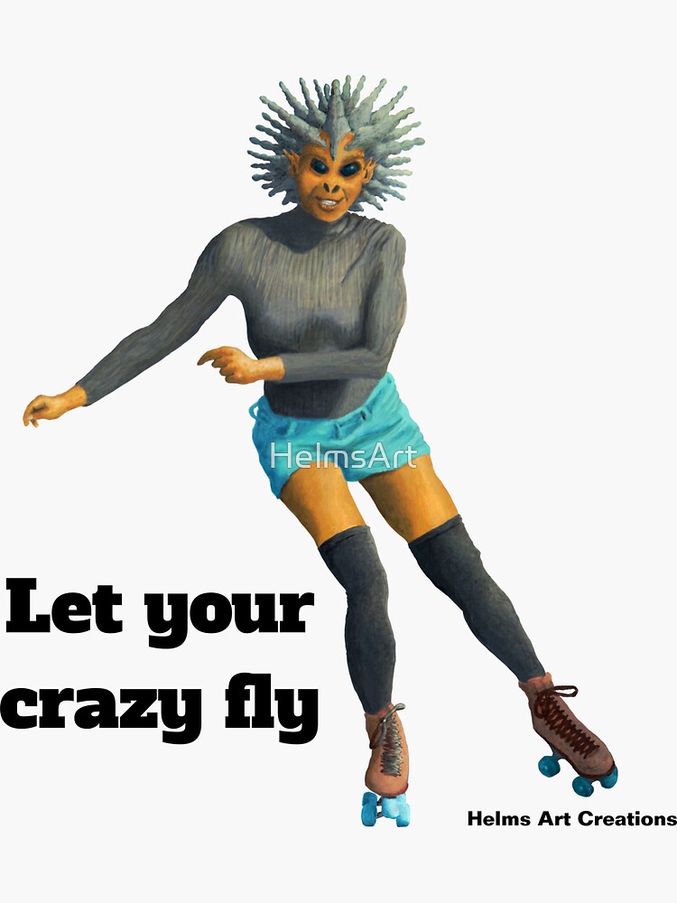 "Alien Girl Roller Skates Rollergirl Art" Sticker for Sale by HelmsArt