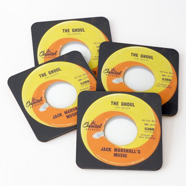 Item preview, The Ghoul, flip side, Munsters, Ghoul,  Jack Marshall's Music, flip side Theme From "The Munsters" 1964 Orange swirl 45 designed and sold by Vintaged.