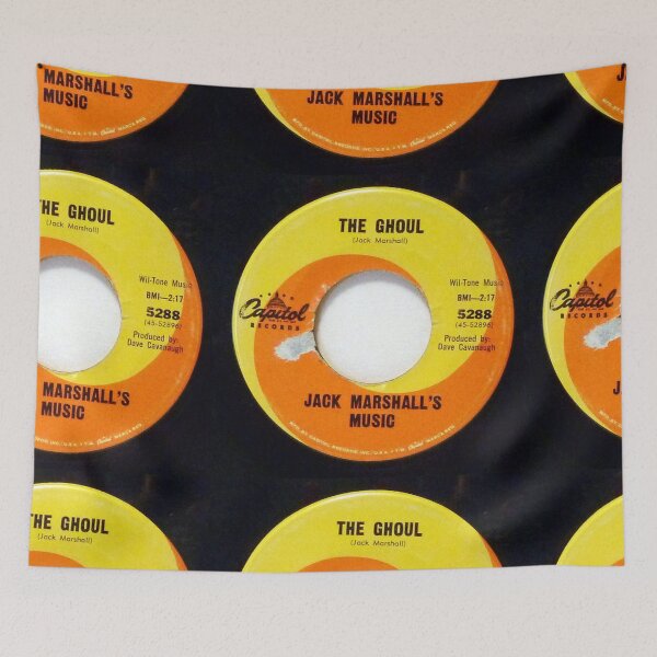Item preview, The Ghoul, flip side, Munsters, Ghoul,  Jack Marshall's Music, flip side Theme From "The Munsters" 1964 Orange swirl 45 designed and sold by Vintaged.