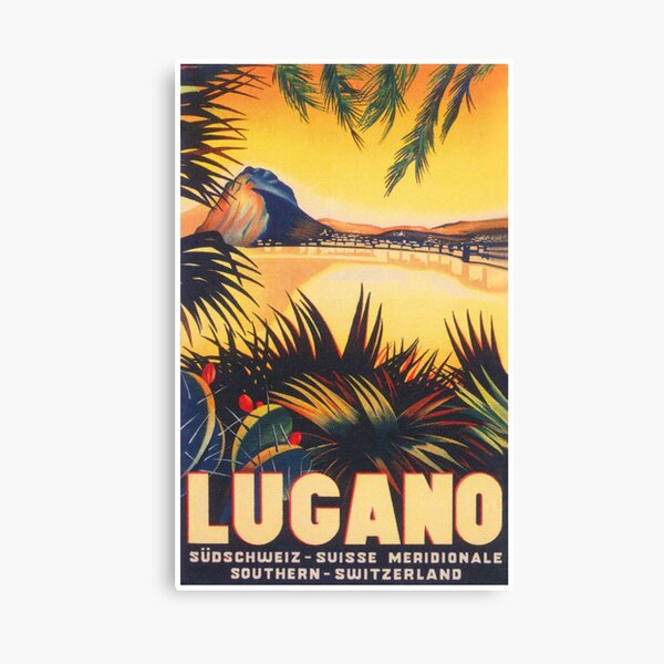Item preview, Lugano Switzerland Vintage Travel Poster designed and sold by vintagevivian.