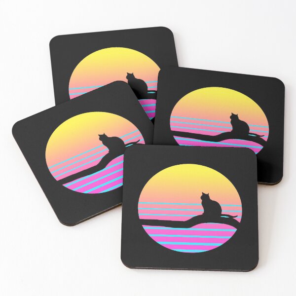 Item preview, Retro Style Cat Moonlight or Sunset, 80s wave designed and sold by enigma3a.