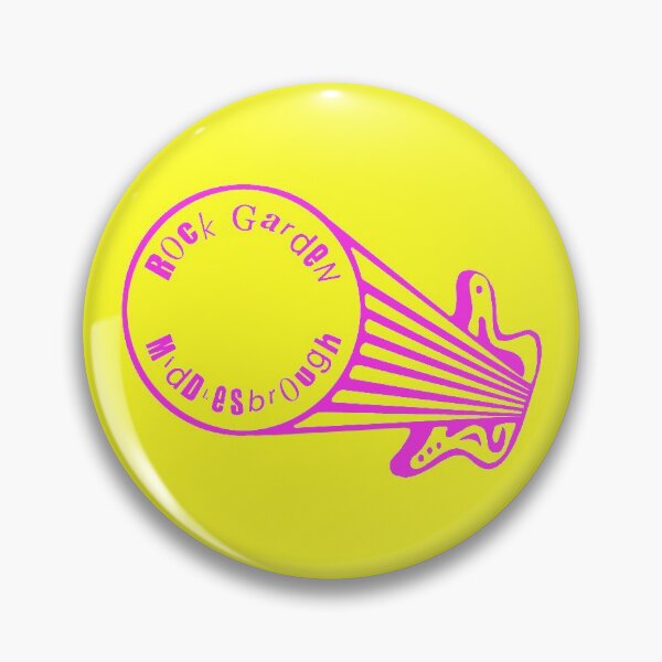 Item preview, Rock Garden Reimagined Punk Font Neon Pink on Yellow Backstage Pass Middlesbrough designed and sold by Logo-A-GoGo.