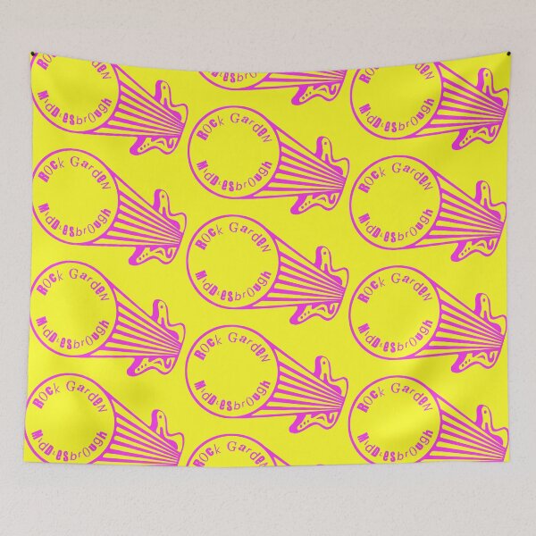 Item preview, Rock Garden Reimagined Punk Font Neon Pink on Yellow Backstage Pass Middlesbrough designed and sold by Logo-A-GoGo.