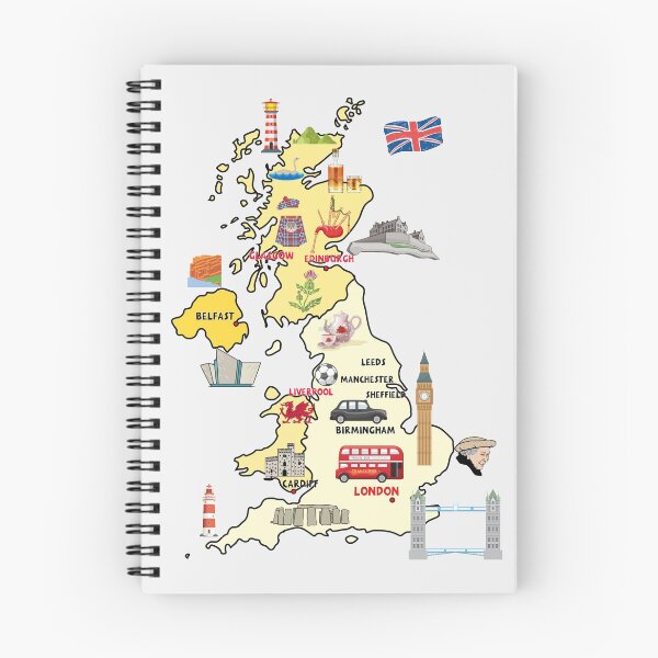 Item preview, UK map ILLUSTRATED MAP OF UNITED KINGDOM SHOWING THE TOP ATTRACTIONS designed and sold by mashmosh.