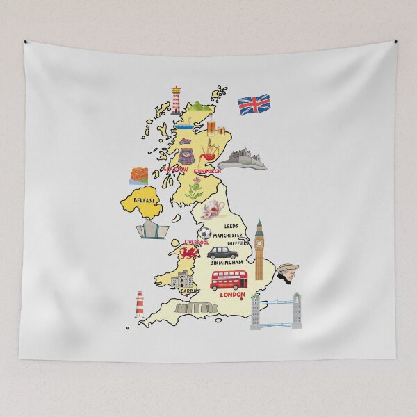 Item preview, UK map ILLUSTRATED MAP OF UNITED KINGDOM SHOWING THE TOP ATTRACTIONS designed and sold by mashmosh.