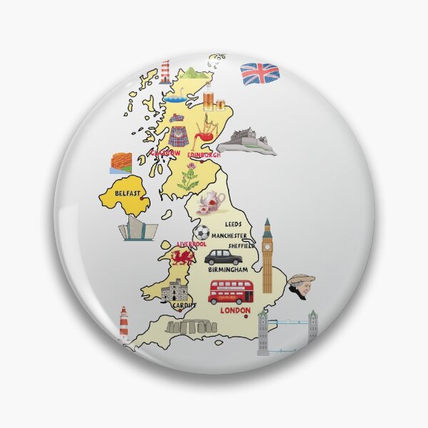 Item preview, UK map ILLUSTRATED MAP OF UNITED KINGDOM SHOWING THE TOP ATTRACTIONS designed and sold by mashmosh.