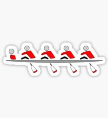 Rudern - 4+, rot & schwarz, heller Hintergrund Sticker