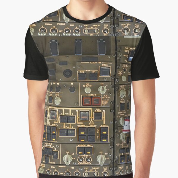 Boeing 747 Overhead Panel Cockpit Graphic T-Shirt