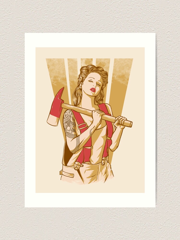 Alternate view of Axe girl Art Print