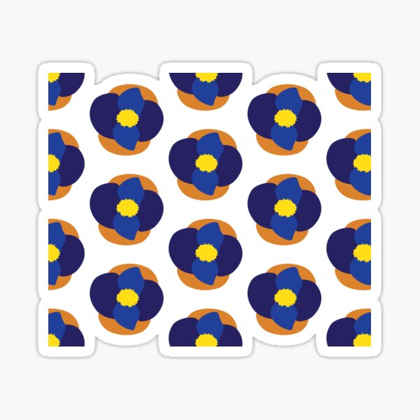 Minimalist Blue and Orange Flowers Sticker