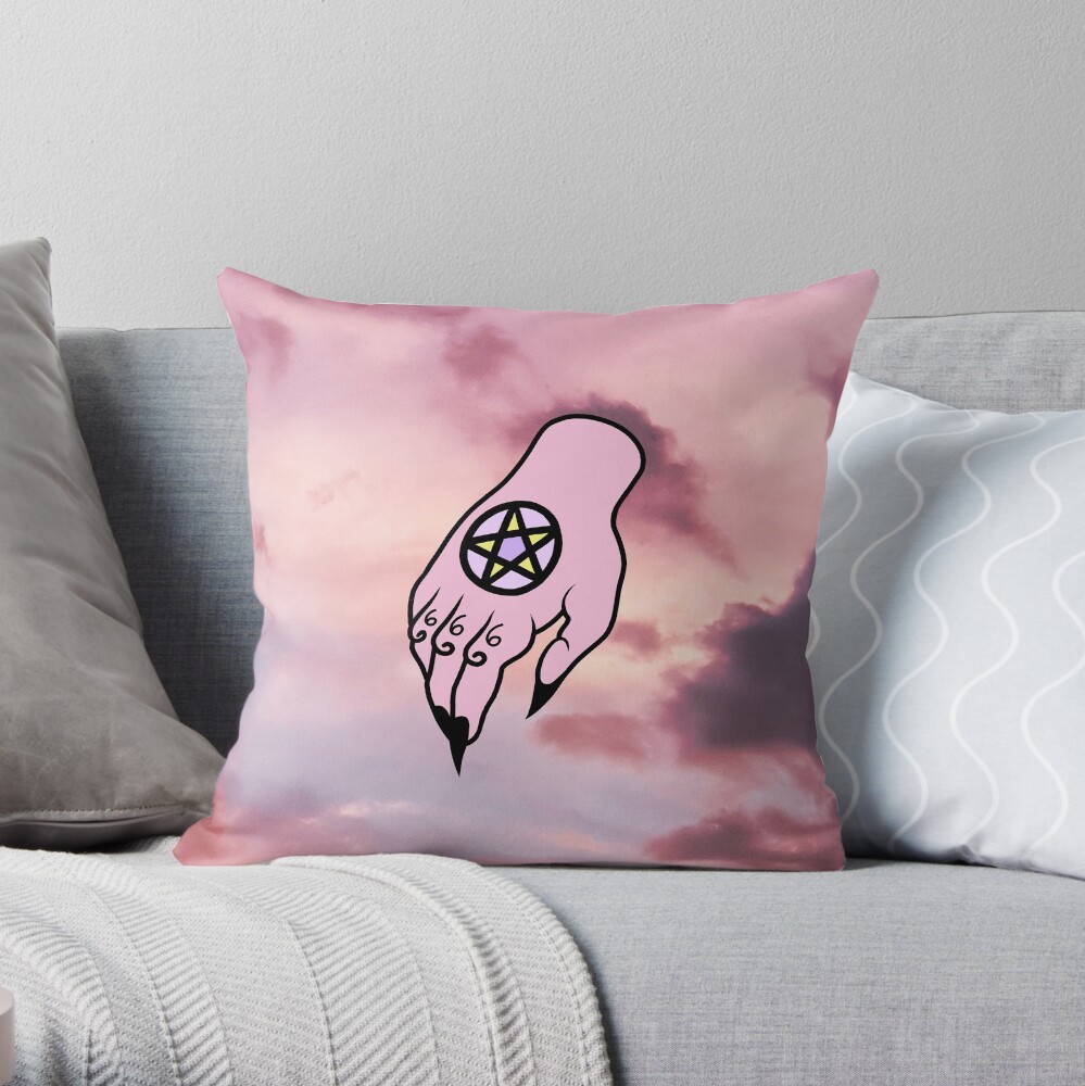 Gay Satanic Hand Tattoos Throw Pillow