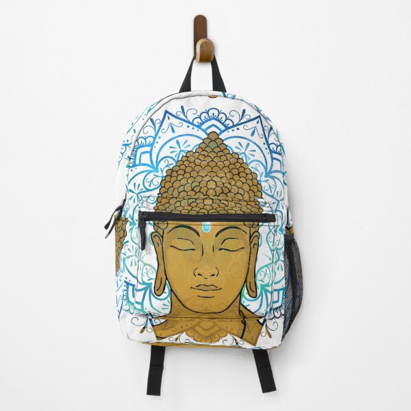 Item preview, Golden Face of Buddha in a Blue Mandala designed and sold by MandalaSoul.