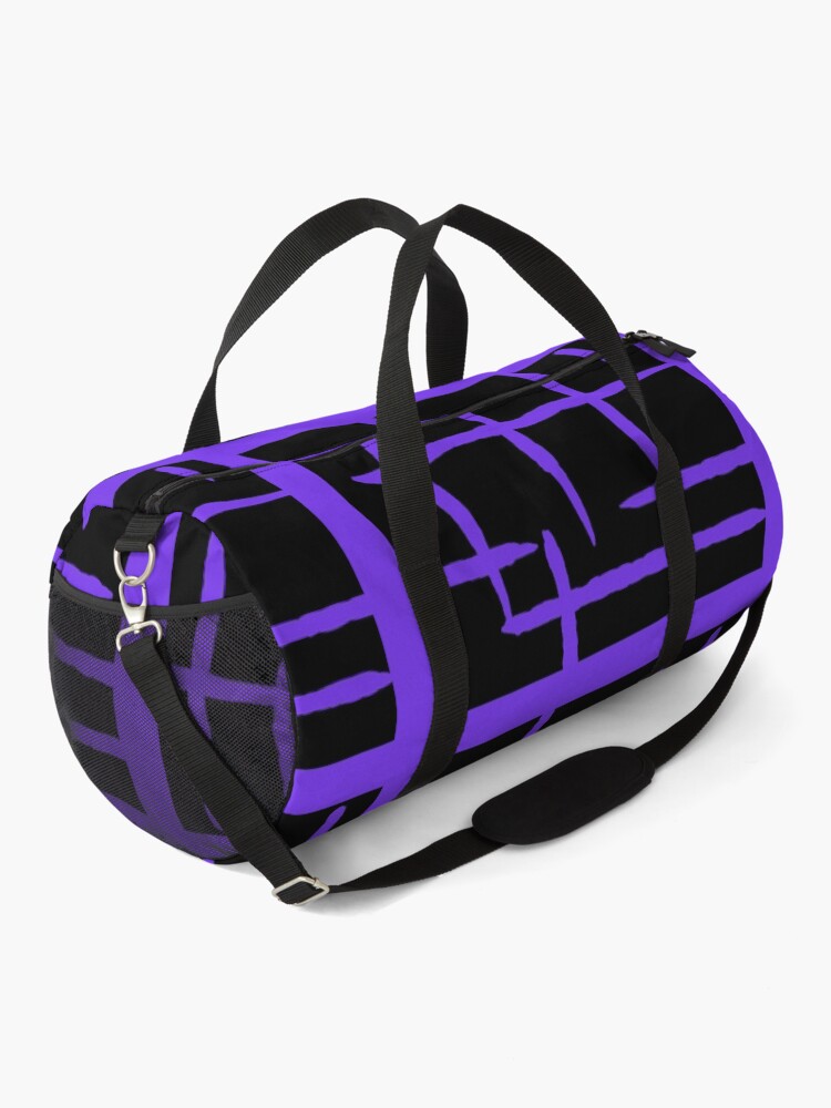 Alternate view of PURPLE AND BLACK GEOMETRIC LINES PATTERN Duffle Bag