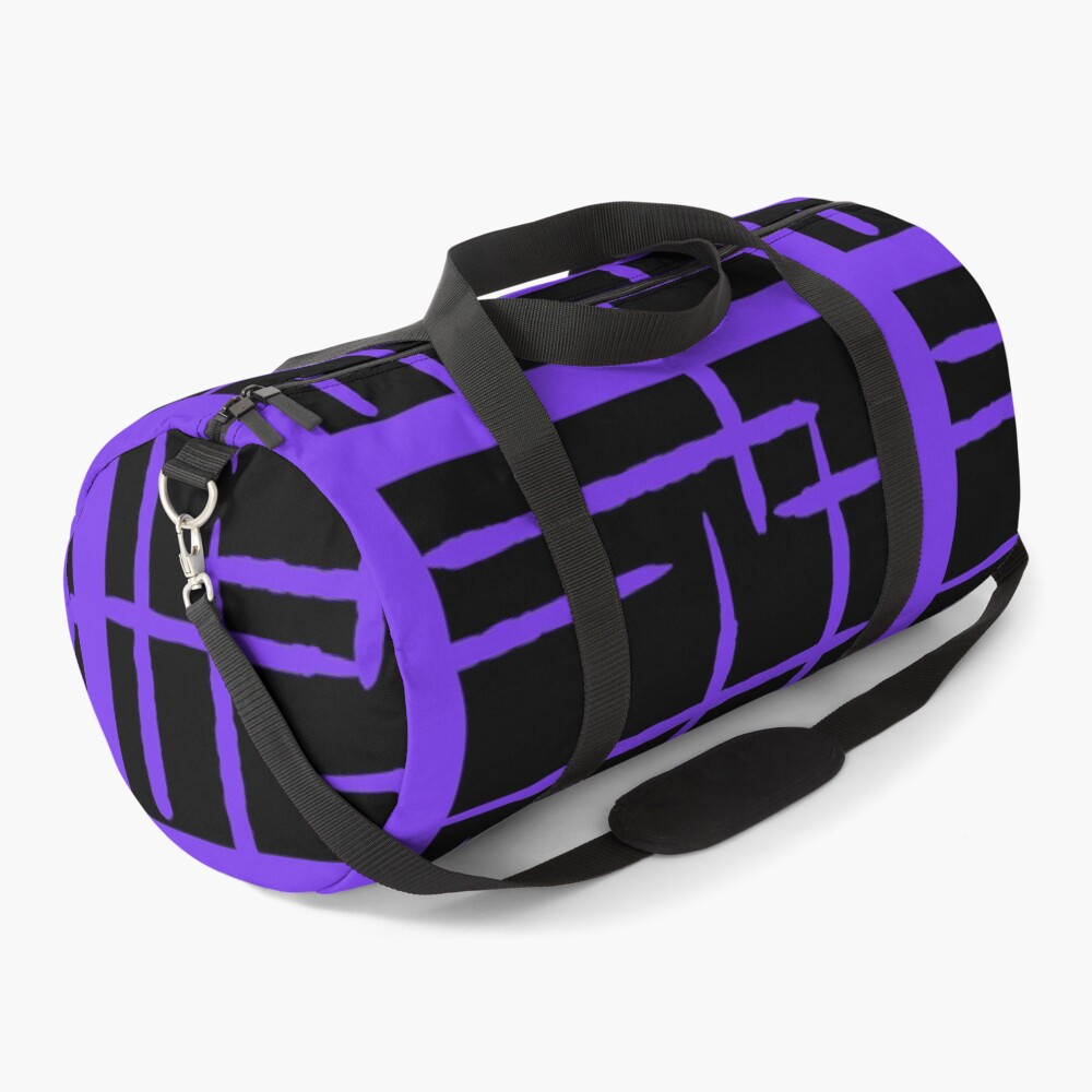 PURPLE AND BLACK GEOMETRIC LINES PATTERN Duffle Bag