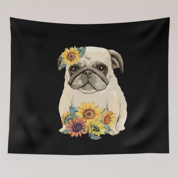 Item preview, Pug, Pug lovers and jellow sunflowers  designed and sold by Collagedream.