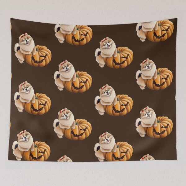 Item preview, Halloween Pomeranian Pomeranian puppy and pumpkin designed and sold by Mehu.
