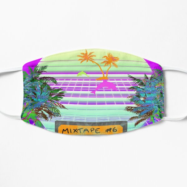 Synthwave Retrowave Beach Scene Flat Mask
