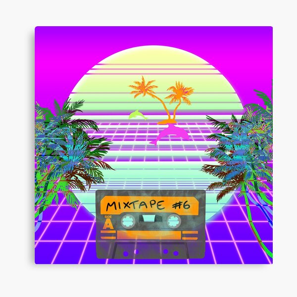Synthwave Retrowave Beach Scene Canvas Print