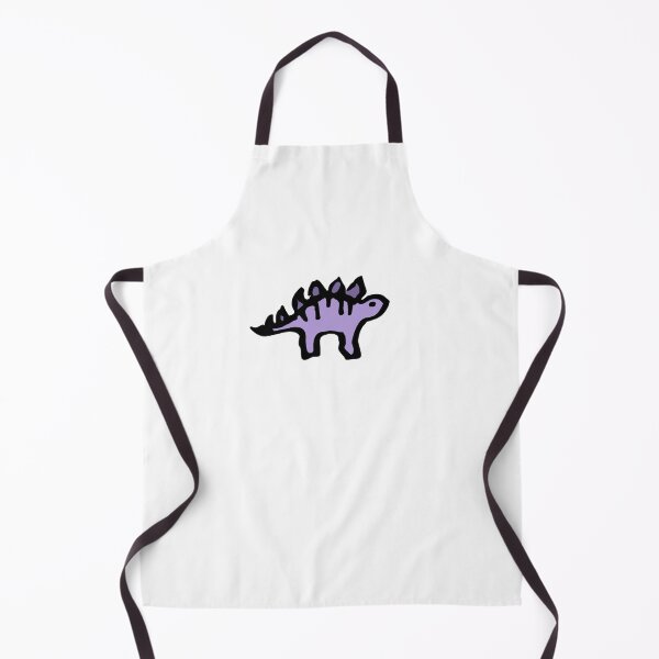 Cute Little Linocut Stegosaurus (Purple) Apron
