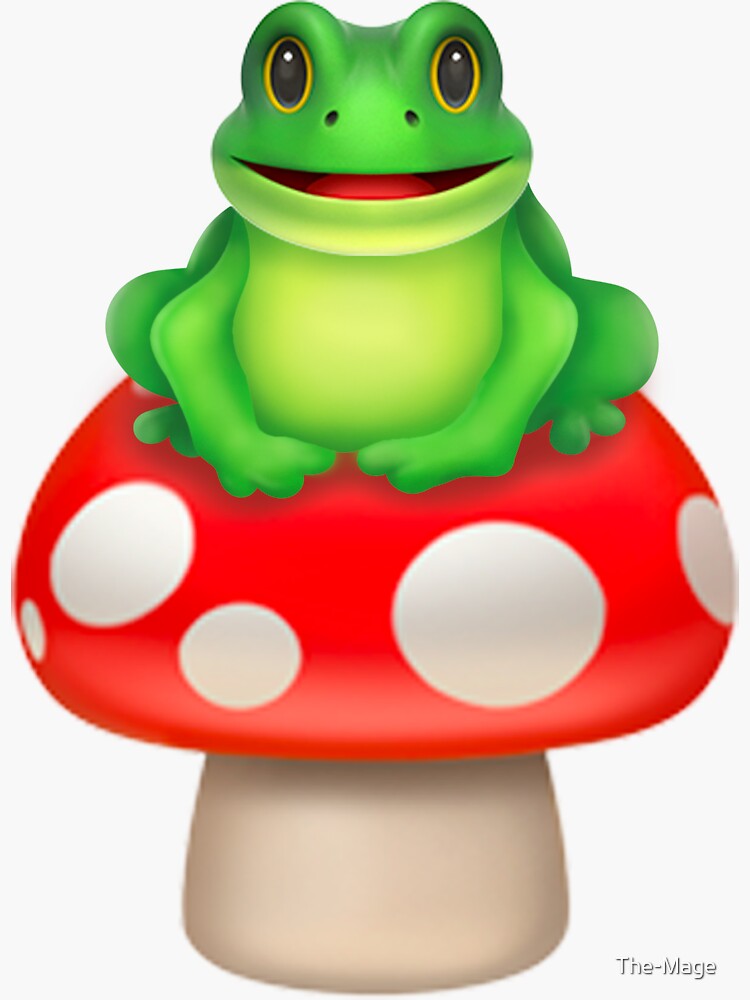 "Cute Frog on Mushroom Emoji" Sticker for Sale by TheMage Redbubble