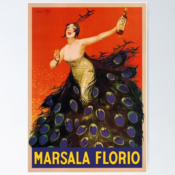 Item preview, Marsala Florio, Peacock Feathers, Vintage Beverage Poster designed and sold by vintagevivian.