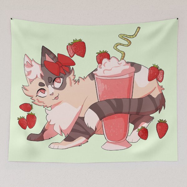 Item preview, Strawberry Milkshake Cat designed and sold by PanfriedArtShop.