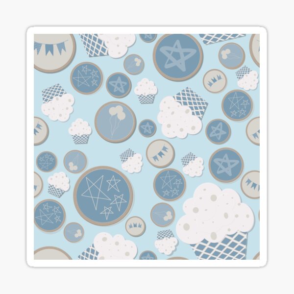Sweet Desserts Pastel Blue, Brown, and White Cookies and Cupcakes Sticker