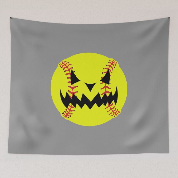 Item preview, Halloween Softball Pumpkin Jack O Lantern Face design designed and sold by nikkidawn74.