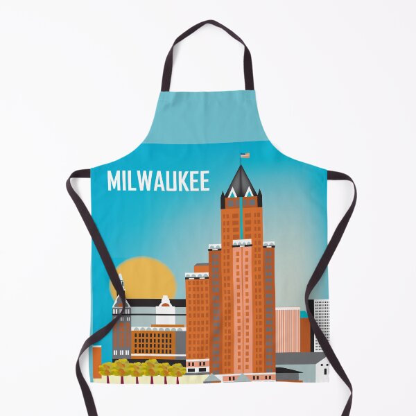 Item preview, Milwaukee, Wisconsion - Vertical Retro Themed Skyline por pétalos sueltos designed and sold by LoosePetals.