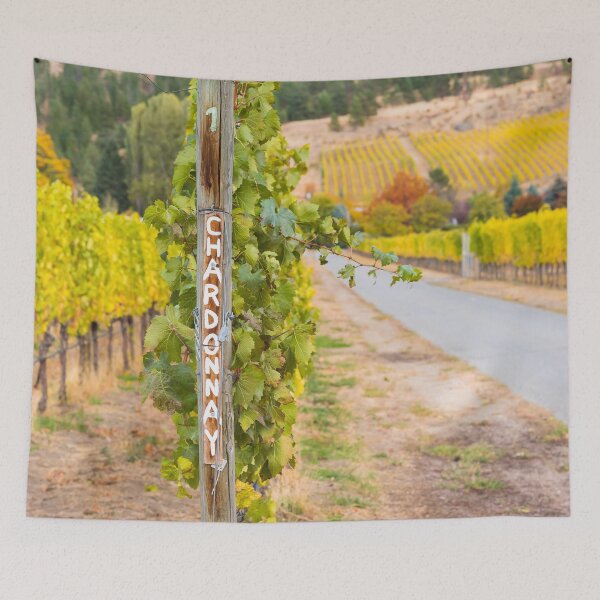 Item preview, Chardonnay Sign in Autumn Vineyard designed and sold by Amy Mitchell.