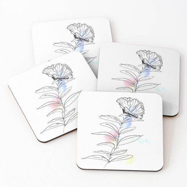 Item preview, Black line abstract flower on Watercolour background designed and sold by Arch4Design.