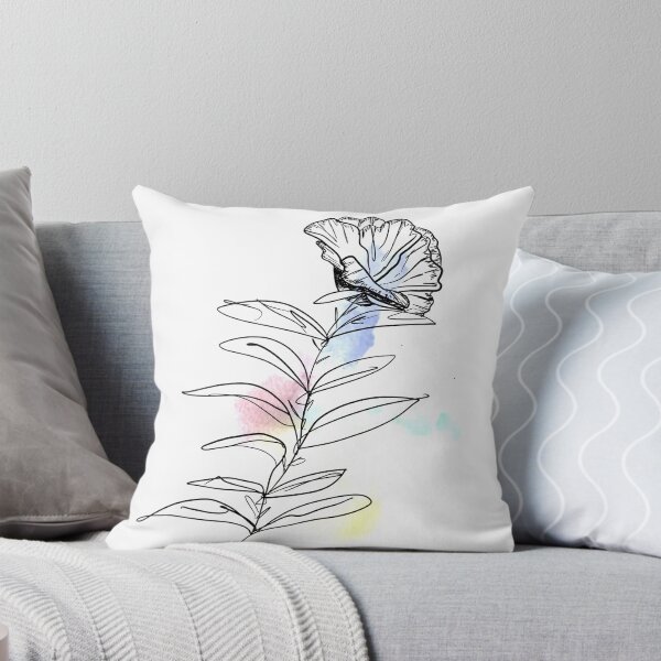 Item preview, Black line abstract flower on Watercolour background designed and sold by Arch4Design.