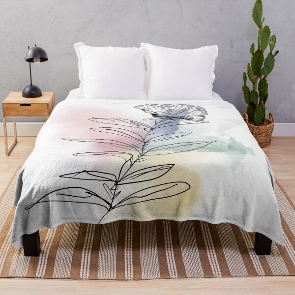 Item preview, Black line abstract flower on Watercolour background designed and sold by Arch4Design.