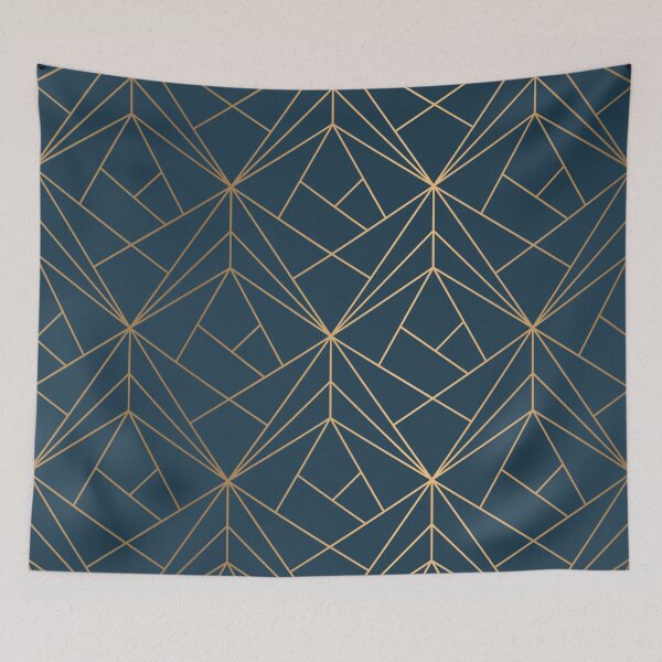 Item preview, Benjamin Moore Hidden Sapphire Gold Geometric Pattern With White Shimmer designed and sold by Vic Torys ☆.