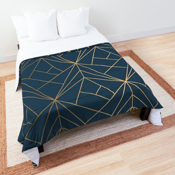 dark blue and gold duvet cover