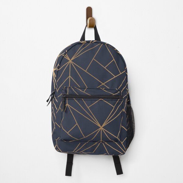 Item preview, Navy Blue Gold Geometric Pattern With White Shimmer designed and sold by Vic Torys ☆.