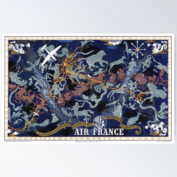 Vista previa del artículo con la obra «Póster Celestial de Air France de 1939», diseñado y vendido por Gin  Neko.