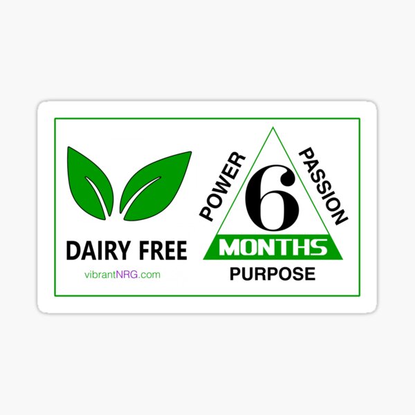 6 Months DAIRY FREE Sticker