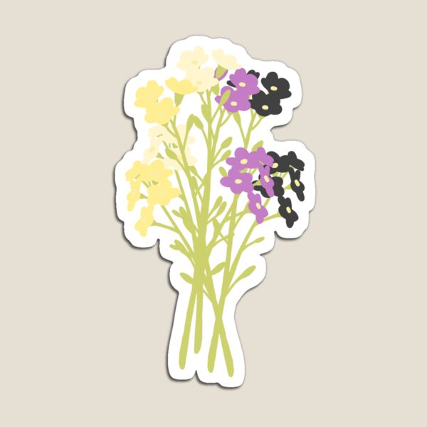 Aperçu de l'œuvre Bouquet de fierté non binaire sur fond violet créée et vendue par Alysha Newton.