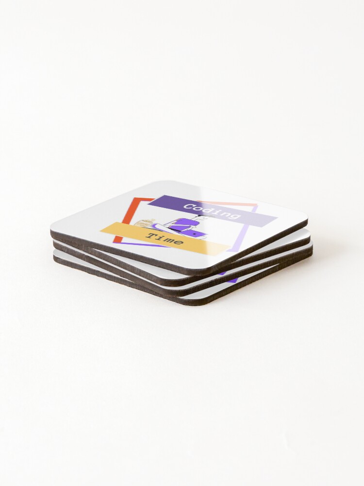 Thumbnail 4 of 5, Coasters (Set of 4), Coding Time - Man Coder designed and sold by SmfCoder.