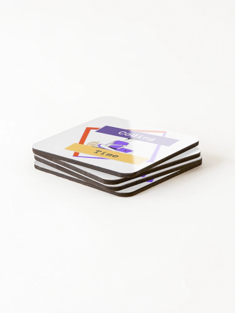Thumbnail 4 of 5, Coasters (Set of 4), Coding Time - Man Coder designed and sold by SmfCoder.