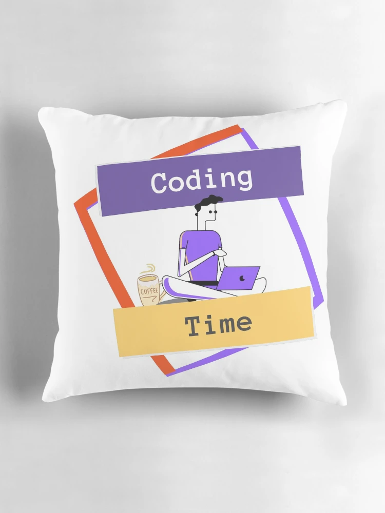 Thumbnail 3 of 4, Pillow, Coding Time - Man Coder designed and sold by SmfCoder.