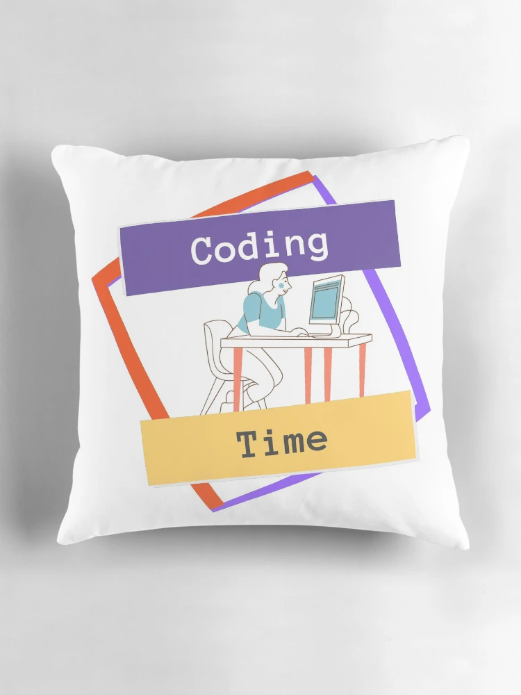 Thumbnail 3 of 4, Pillow, Coding Time - Woman Coder designed and sold by SmfCoder.