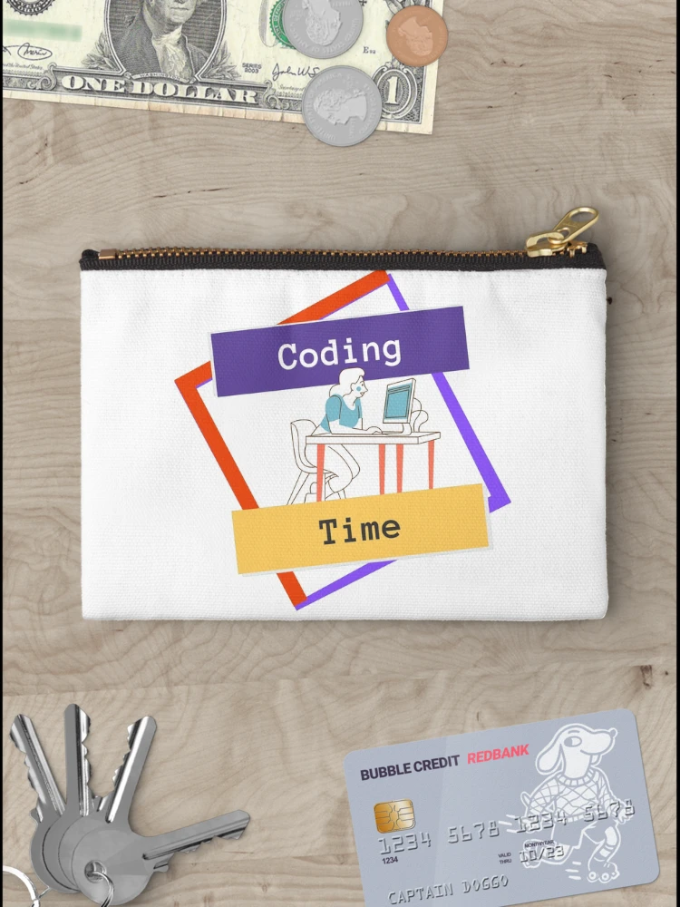 Thumbnail 3 of 4, Zipper Pouch, Coding Time - Woman Coder designed and sold by SmfCoder.