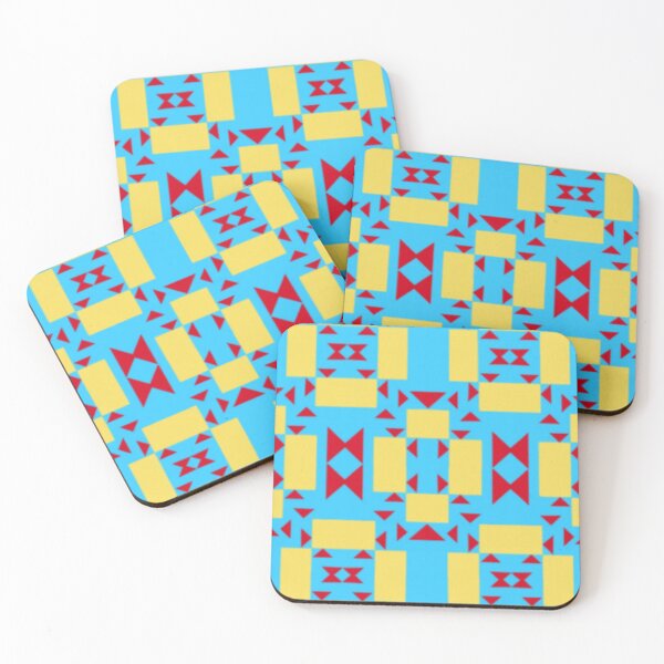 Item preview, Abstract Blue and Red Pattern with Yellow Squares designed and sold by Sendreka.