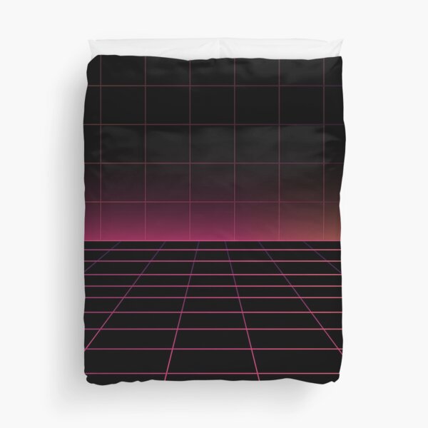 Synthwave Grid Lines Duvet Cover