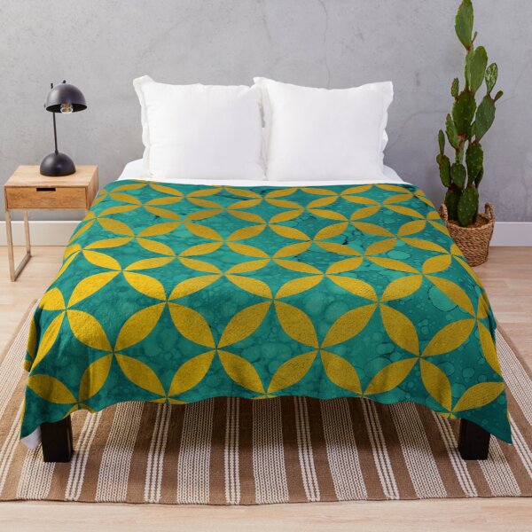 Item preview, Gold and turquoise  geometric pattern designed and sold by Sue Zipkin.