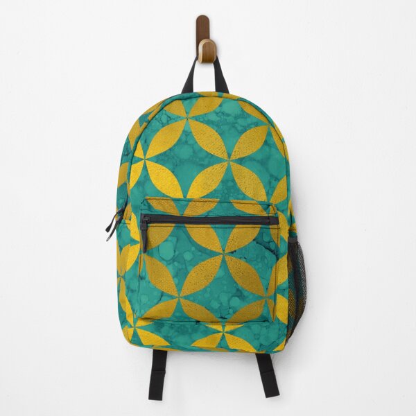 Item preview, Gold and turquoise geometric pattern designed and sold by Sue Zipkin.