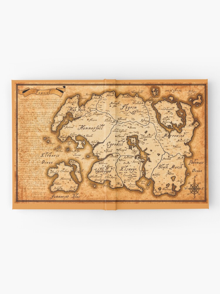 Elder Scrolls 4 Map Map Of Tamriel - Elder Scrolls Iv Oblivion" Hardcover Journal By  Bagofholding | Redbubble